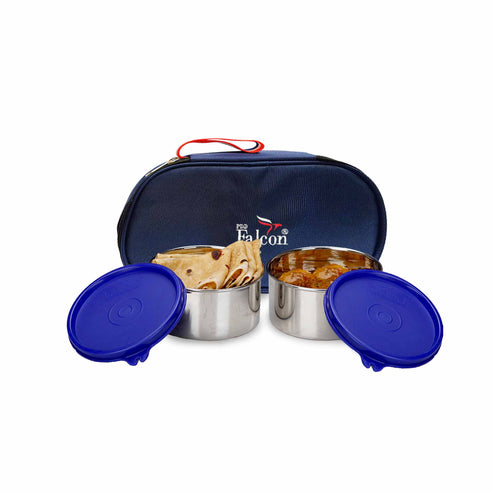 Pdd Falcon Steel Lunch Box Set of 2 Blue