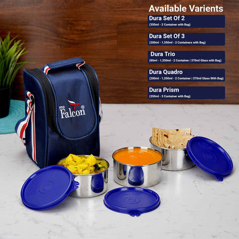 Pdd Falcon Steel Lunch Box Set of 2 Blue