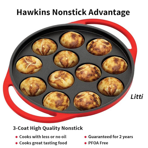 Hawkins Appe Pan Non Stick Paniyaram Pan with Glass Lid