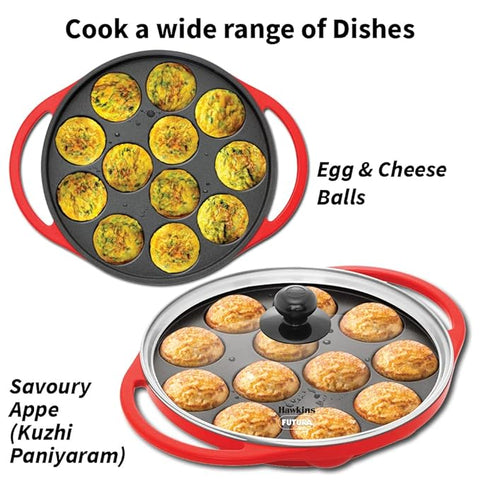 Hawkins Appe Pan Non Stick Paniyaram Pan with Glass Lid