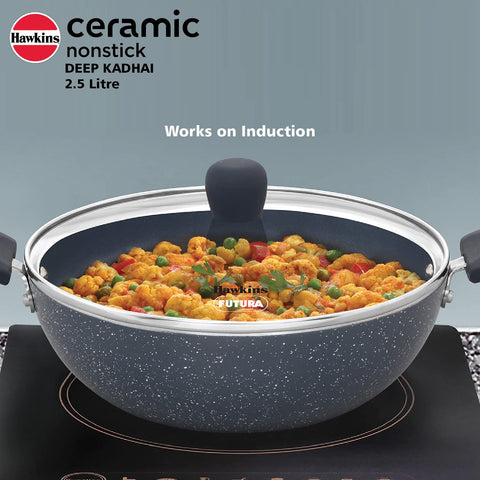 Hawkins Deep Kadhai, Ceramic Nonstick Inside