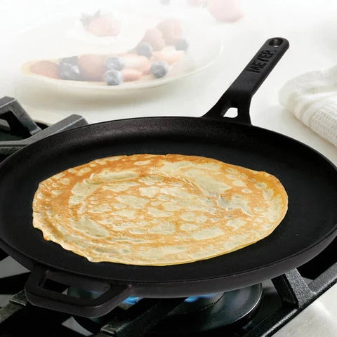 Meyer Pre-Seasoned Cast Iron Flat Dosa Tawa, 28 cm