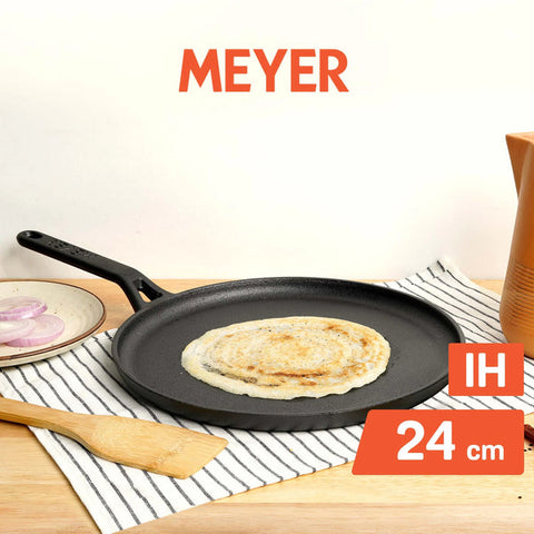 Meyer Pre-Seasoned Cast Iron Flat Dosa Tawa, 24 cm