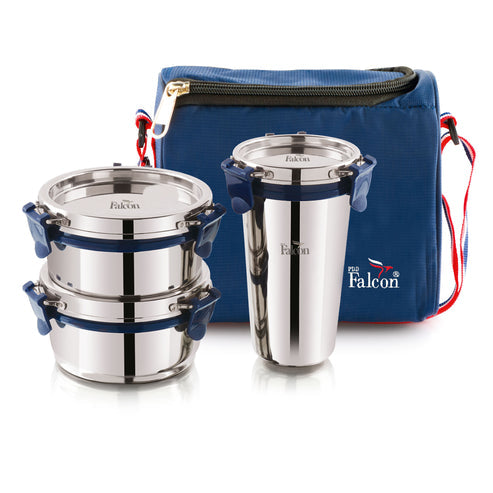 Pdd Falcon Steel Lunch Box Trio Blue